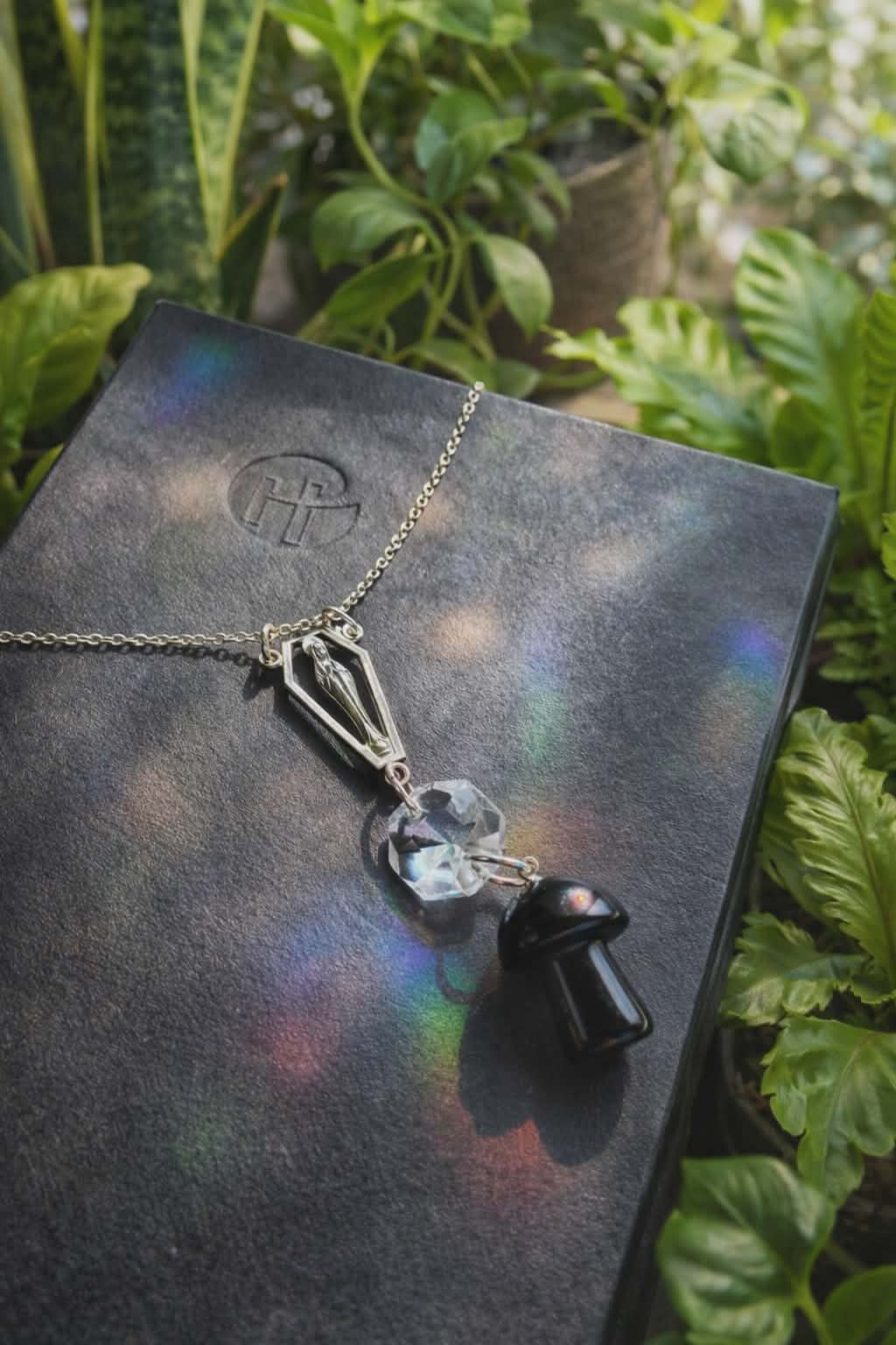 Obsidian Mary Mushroom Necklace