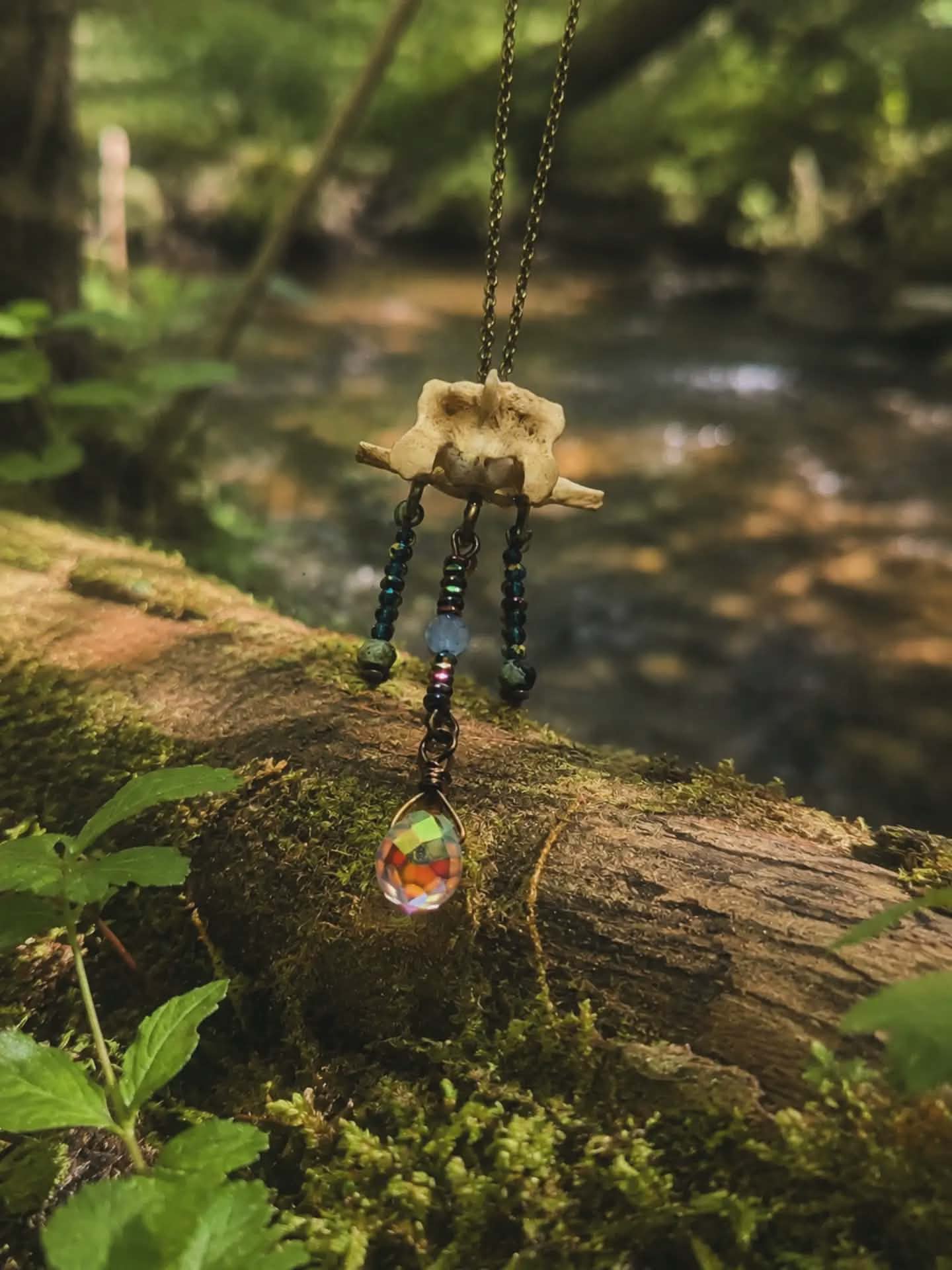Vertebrae, Copper & Crystal Necklace #1