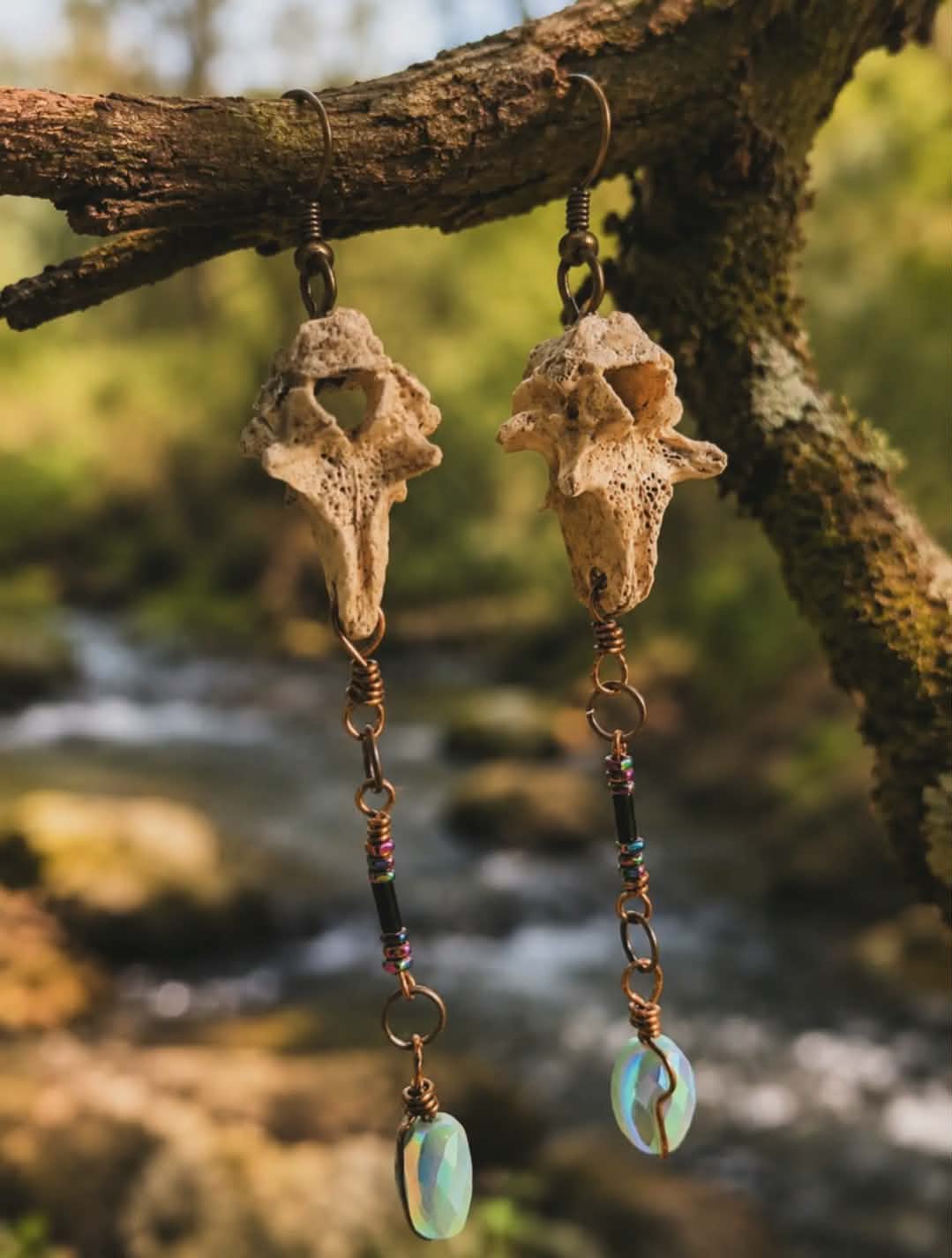 Vertebrae, Crystal & Copper Earrings #8