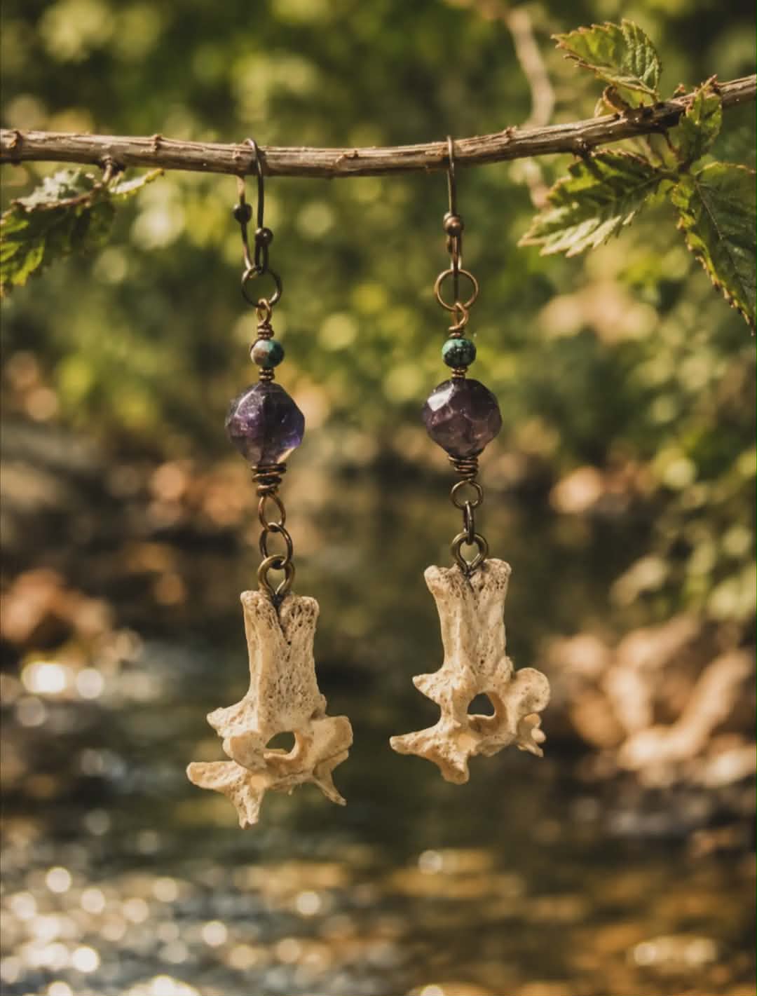 Vertebrae, Crystal & Copper Earrings #1