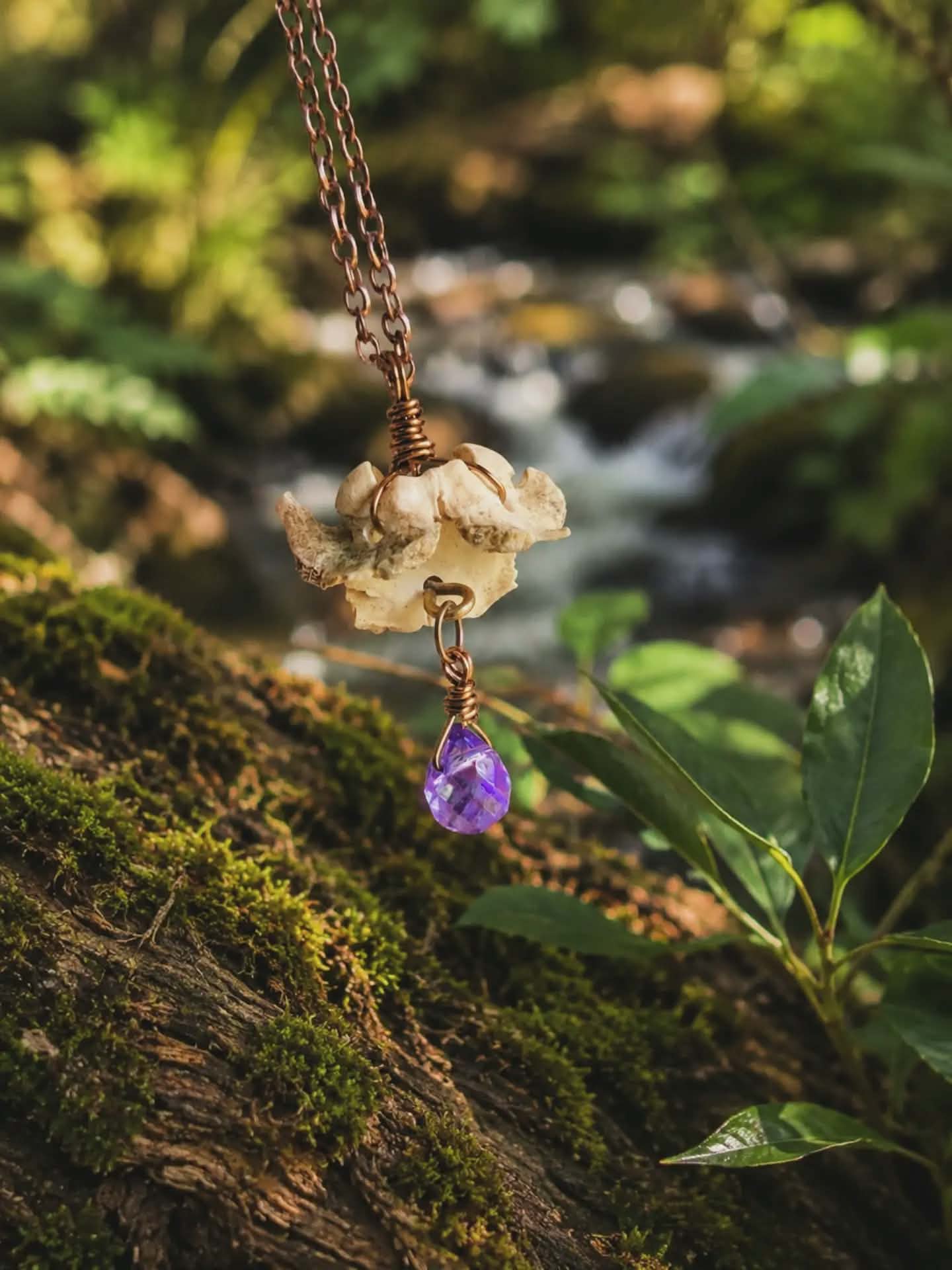 Vertebrae, Copper & Crystal Necklace #2
