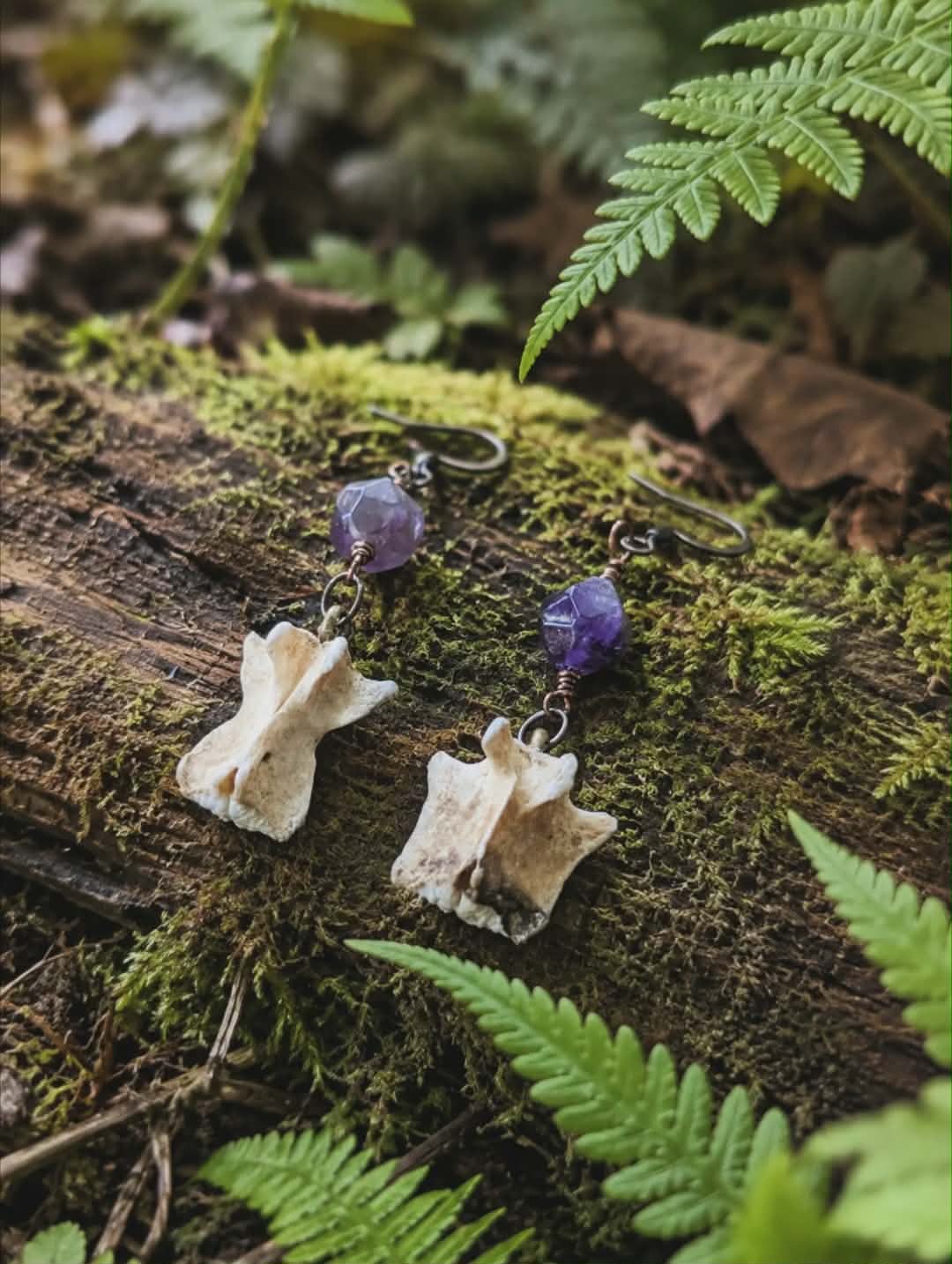 Vertebrae, Crystal & Copper Earrings #2