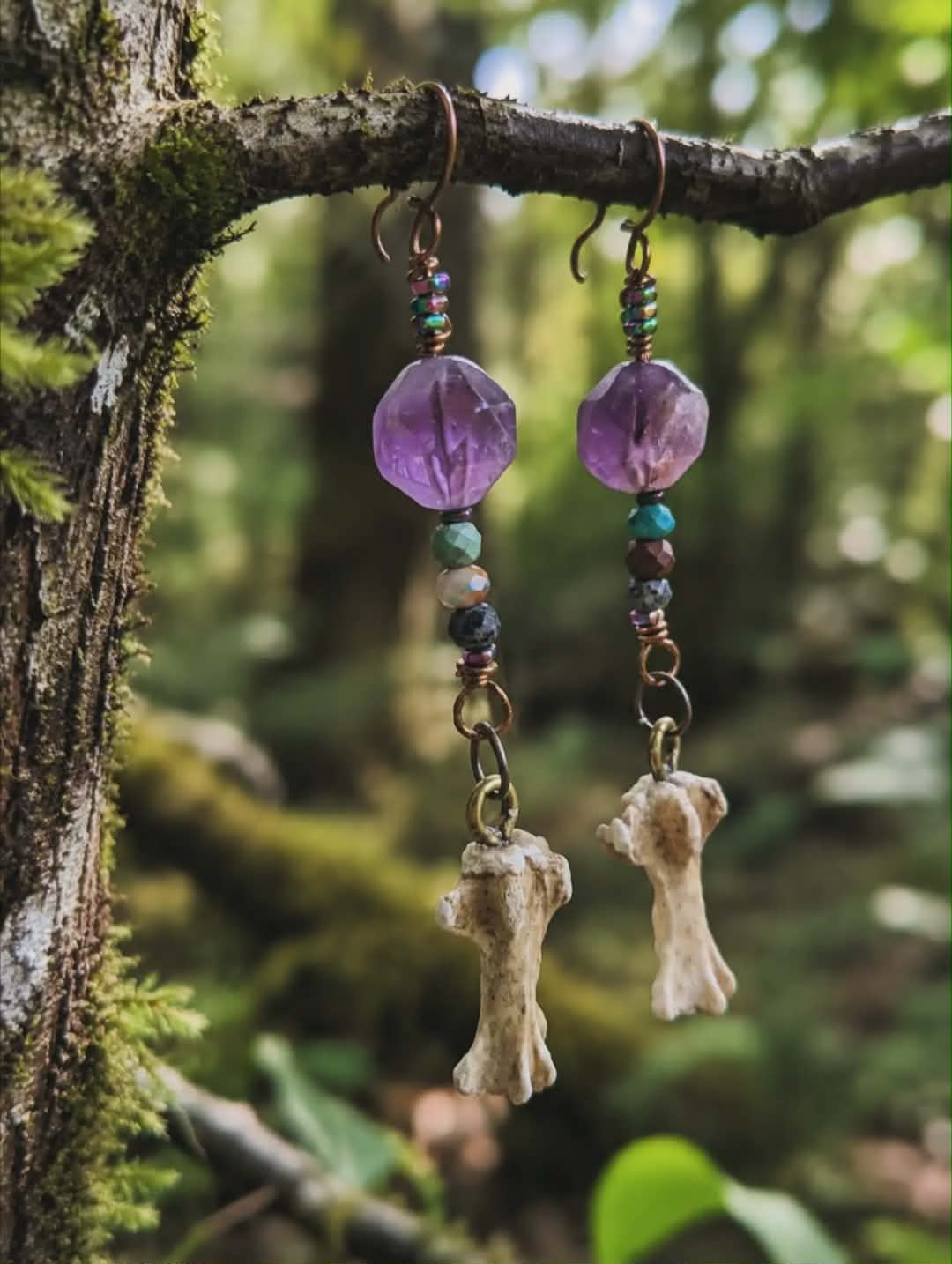 Vertebrae, Crystal & Copper Earrings #6