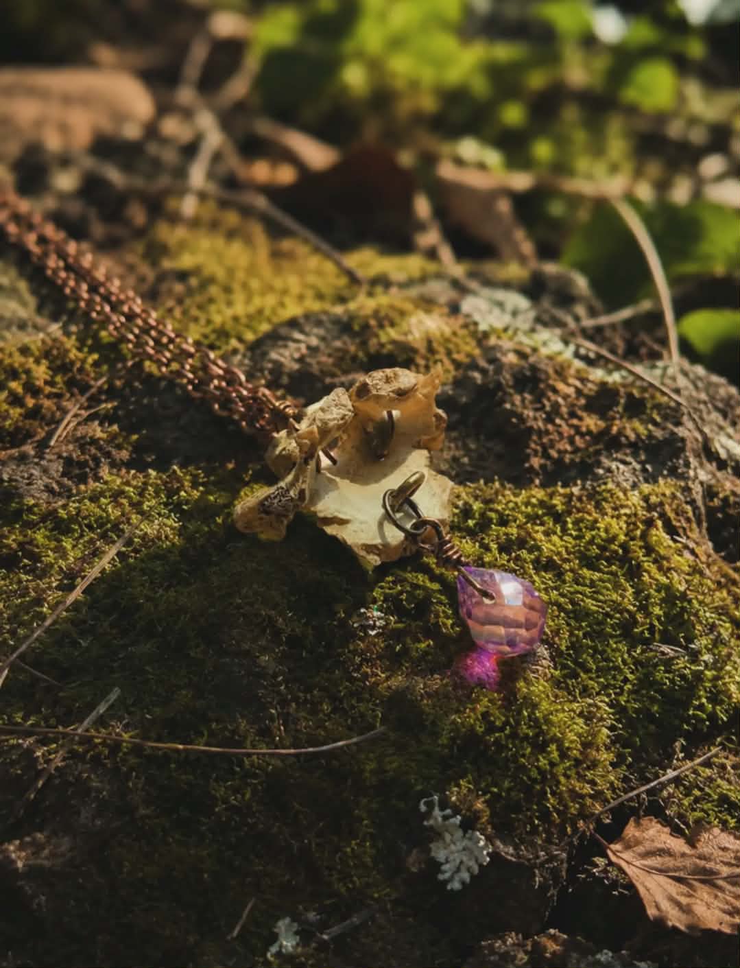 Vertebrae, Copper & Crystal Necklace #2