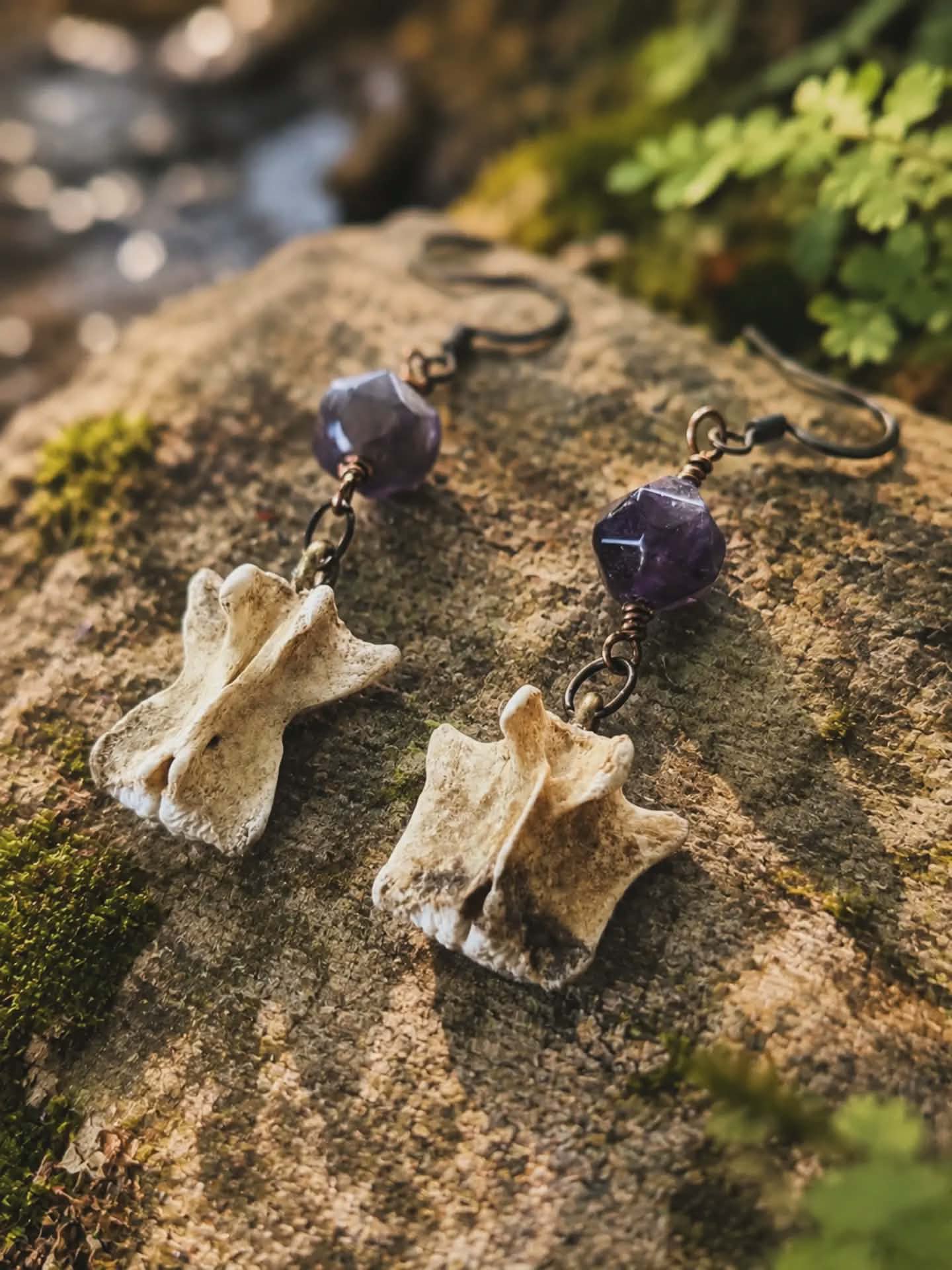 Vertebrae, Crystal & Copper Earrings #2