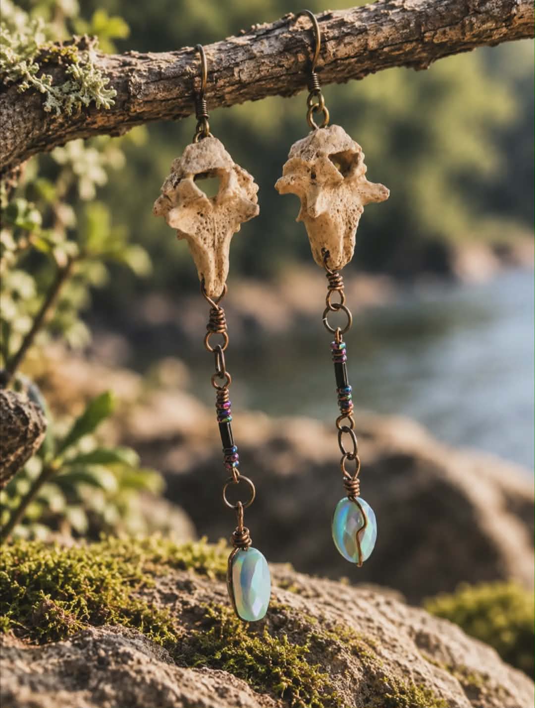 Vertebrae, Crystal & Copper Earrings #8