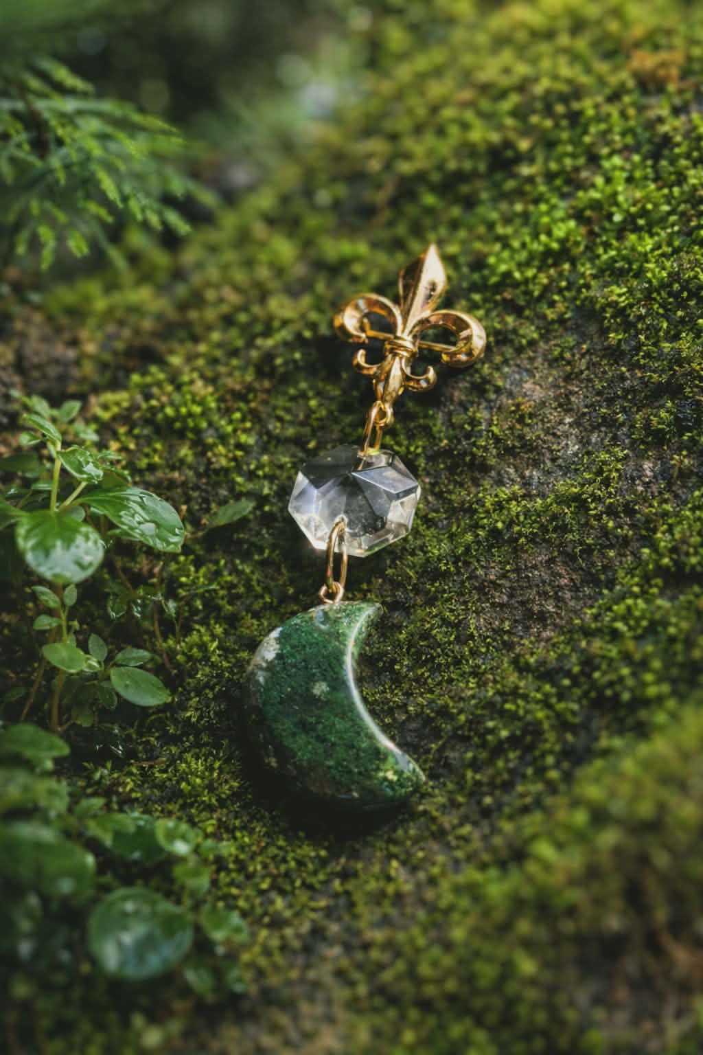 Mossy Moon Brooch