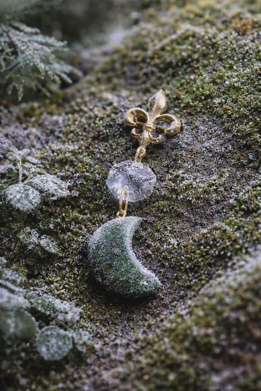 Mossy Moon Brooch