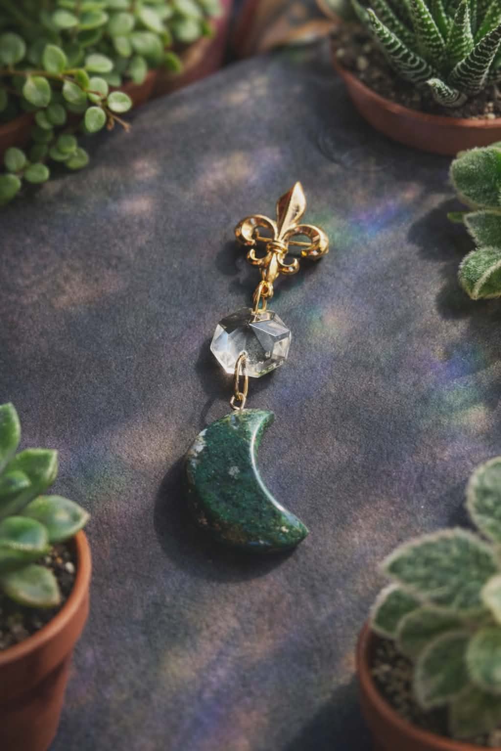 Mossy Moon Brooch