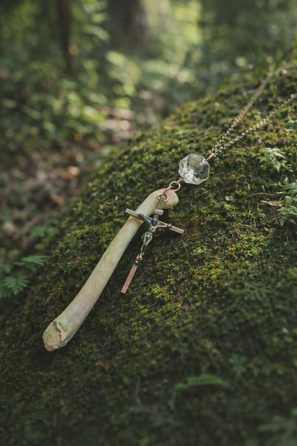 Otter Penis Bone & Crucifix Necklace