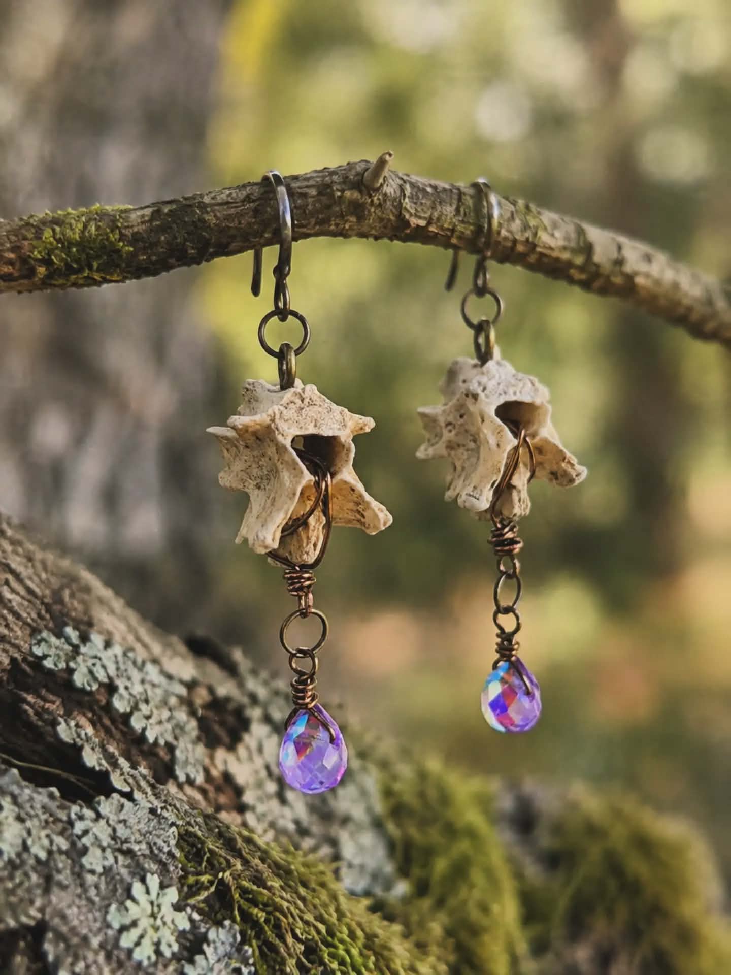 Vertebrae, Crystal & Copper Earrings #9